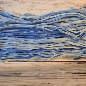 Blue Skies Hand Dyed Wool Strips for Rug Hooking, 100 #4, #6 or #8 Washed Hand Dyed Dorr Mill Wool Rug Hooking Strips image 2