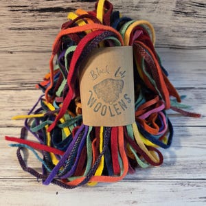 Brights #6 Mixed Bag of 100 Wool Strips for Rug Hooking, Washed Dorr Mill Wool Strips