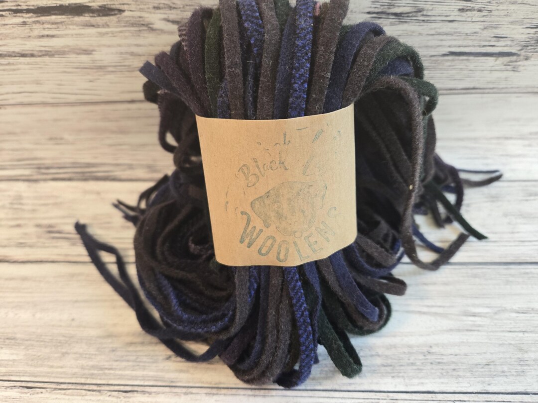 Dark Assortment of Wool Rug Hooking Strips, 100 #6 Mill Dyed Rug ...