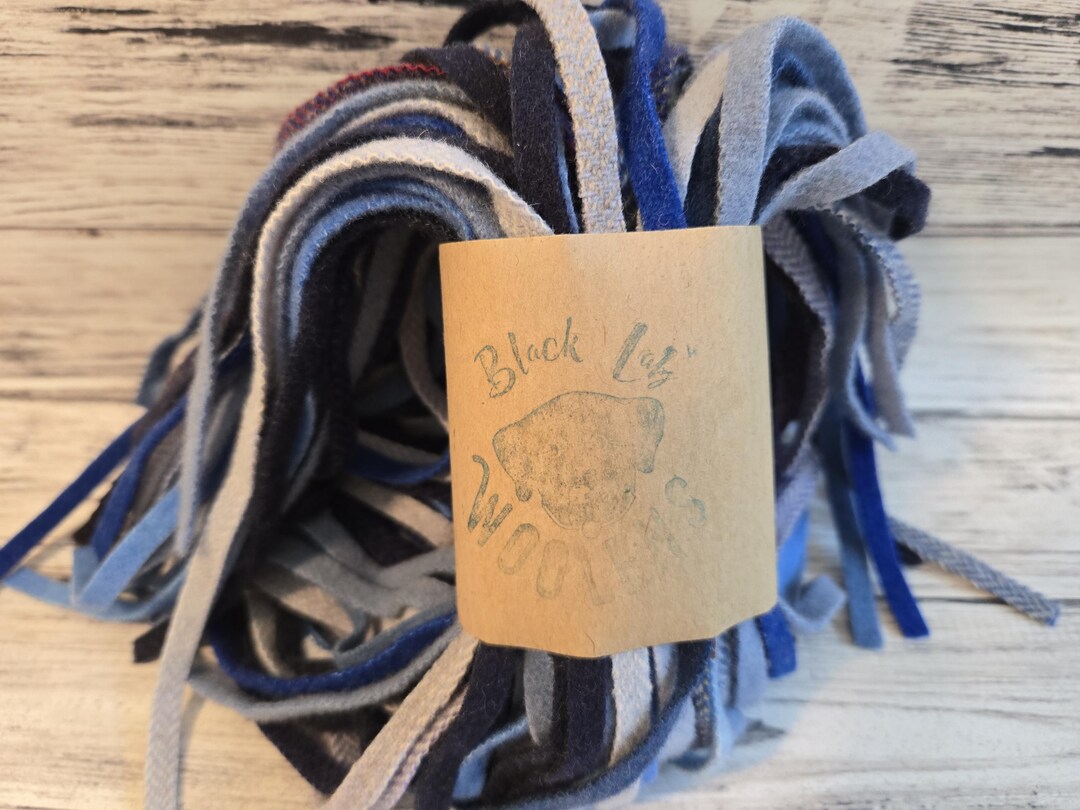 Blue Wool Strips for Rug Hooking, Bundle of #8 100 Dorr Mill Wool ...