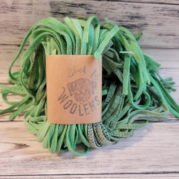 100 #6 Juniper Green Hand Dyed Strips for Rug Hooking, Washed Wool Rug Hooking Strips, shades of Juniper Green
