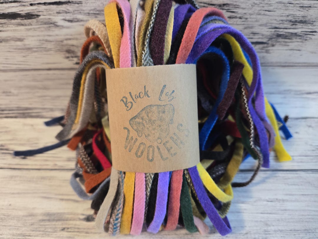 Mixed Bag of #8 100 Wool Strips for Rug Hooking Assorted Mill Dyed and ...