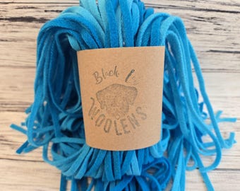 Turquoise Wool Strips for Rug Hooking, #4, #6 or #8 Hand Dyed Washed Wool Strips for Rug Hooking, 100 Washed Wool Rug Hooking Strips