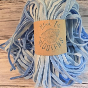Blue Skies Hand Dyed Wool Strips for Rug Hooking, 100 #4, #6 or #8 Washed Hand Dyed Dorr Mill Wool Rug Hooking Strips