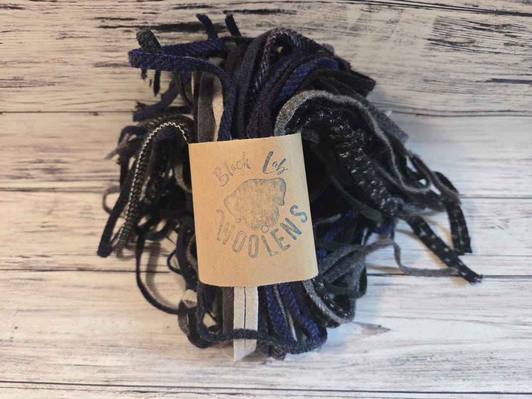 Darks Plus Gray Assortment of 100 #6 Mill Dyed Rug Hooking Strips, Wool ...