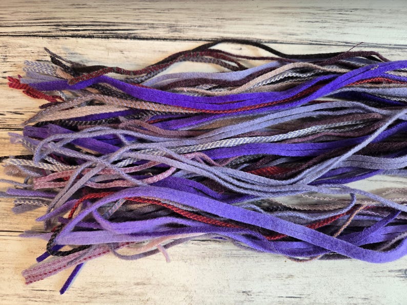 Purple Hand Dyed and Mill Dyed Grab Bag of Wool Strips for Rug Hooking ...