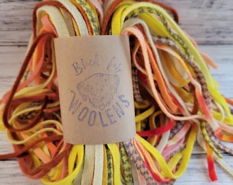 Yellows and Oranges Wool Strips for Rug Hooking, Hand Dyed and Mill Dyed, 100 #6 Wool Strips