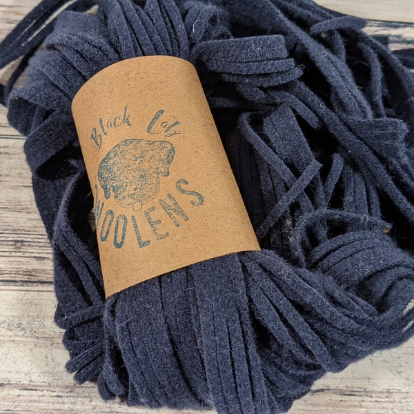 Dark Navy Wool Rug Hooking Strips, 100 #4, #6 or #8 Mill Dyed Navy Washed Wool Strips, cut to order.