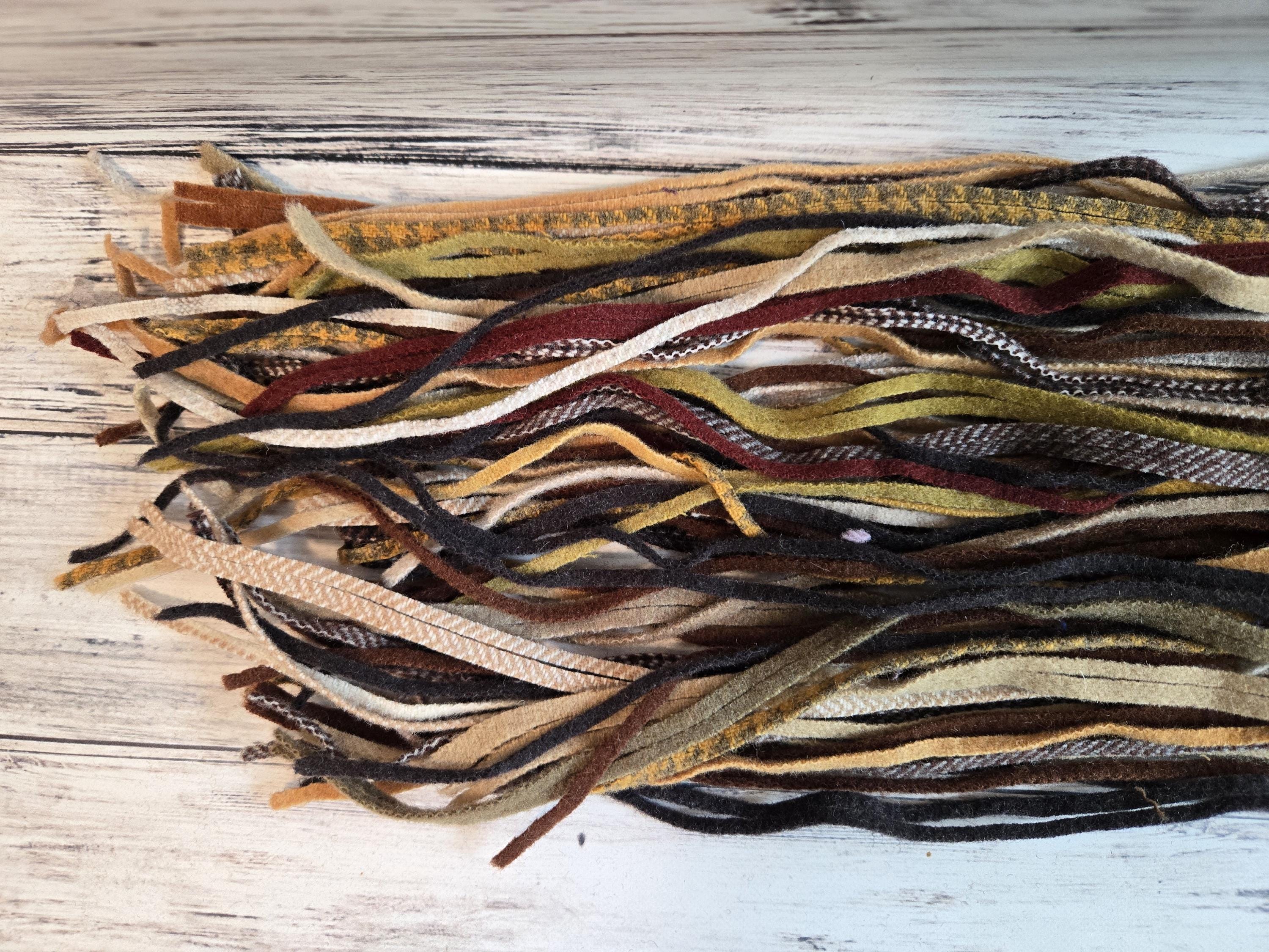 Brown Wool Strips for Rug Hooking, #4 Wool Rug Hooking Strips, 100 #4 ...