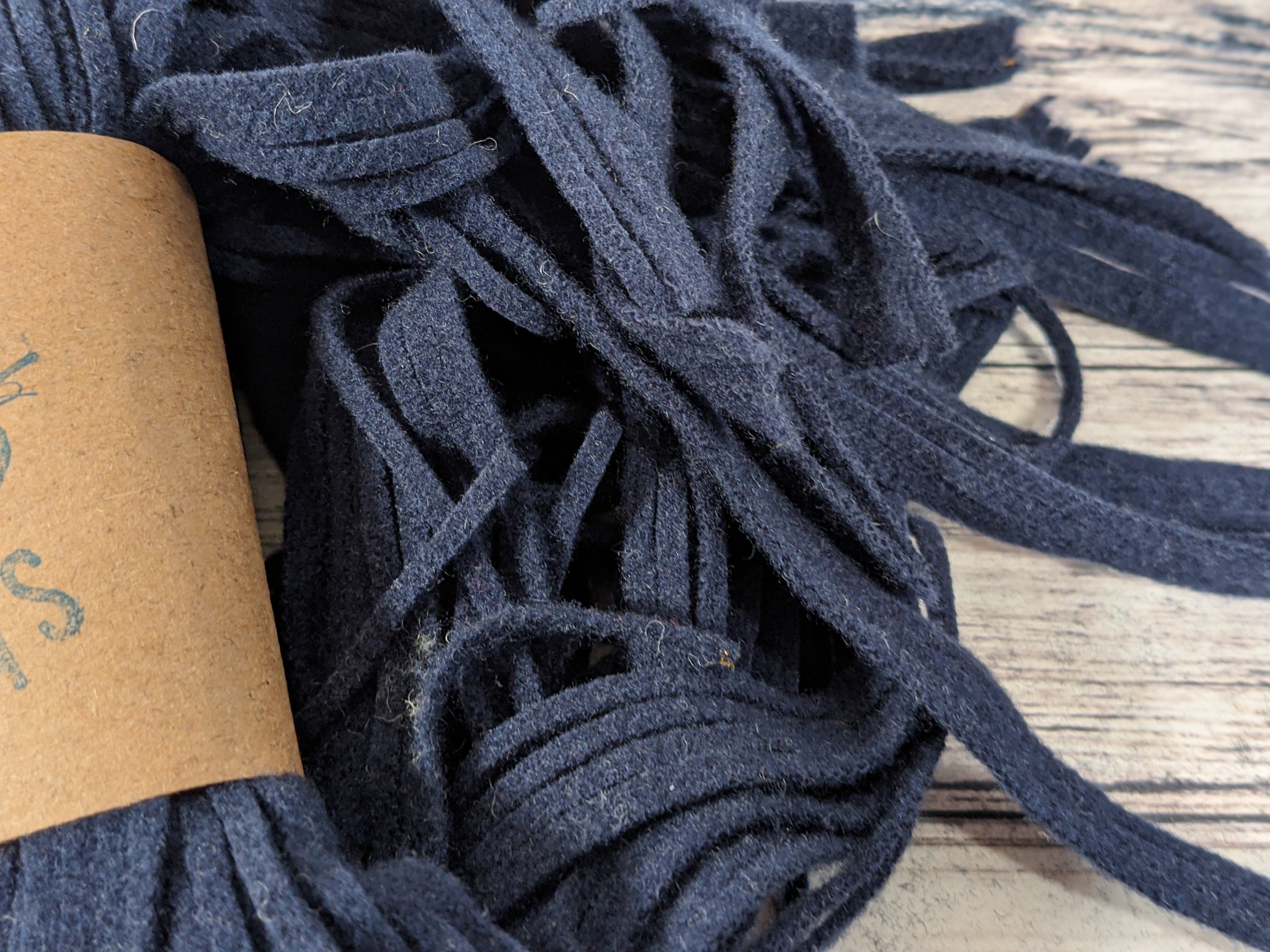 Dark Navy Wool Strips for Rug Hooking, 100 #4, #6 or #8 Mill Dyed Navy ...