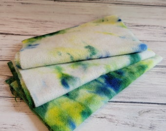 Tie Dyed Wool, 7"x16", Tie Dyed Wool for Rug Hooking or Cut into Strips