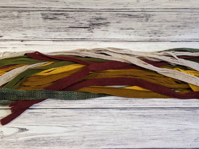 Washed Wool Strips #6 Wool Rug Hooking Strips Mill Dyed Shades of Earth Tones Texture Bundle 100 #4