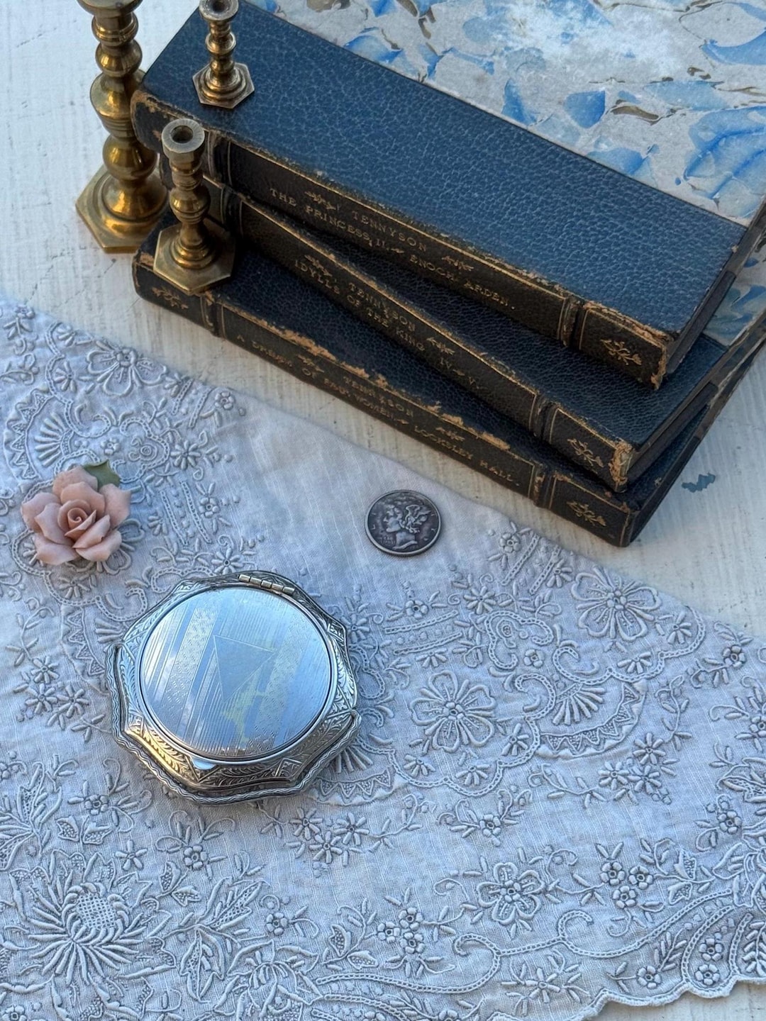 Antique Rough Compact Antique Silver Tone Rouge and Powder Compact, Mcrae & Keller Style - Etsy