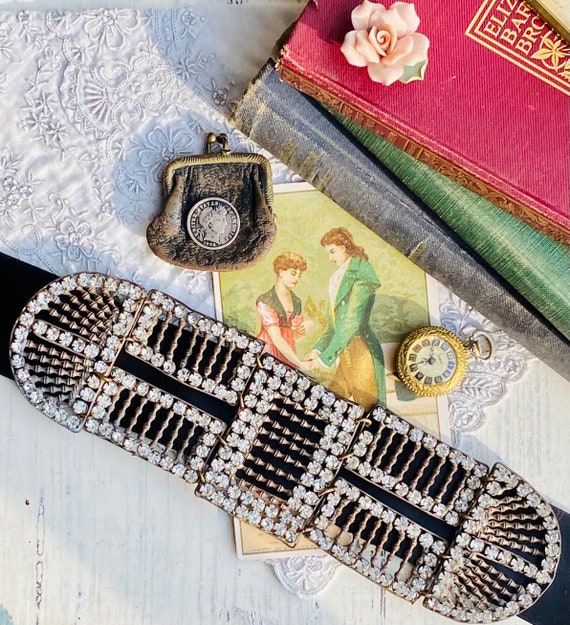 Radiant Antique Rhinestone Sash Belt Buckle - Etsy display picture 2
