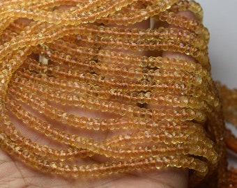 13 Citrine Faceted Beads M-3FGS87 Natural Citrine Beads Natural Citrine Rondelle Beads Sold by Strand 3-4.50 mm