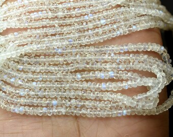5.5mm 8 strand RAINBOW MOONSTONE faceted gem stone wheel rondelle beads 5mm