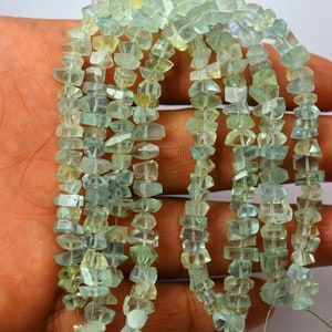 7 Inches Strand, AAA+ Quality, Natural Aquamarine Gemstones Center Drilled Faceted Fancy Nugget Shape Beads, Size-7.00-9.00mm Approx