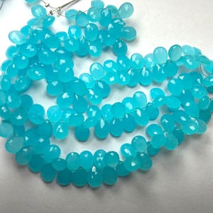 7 Inches Strand,Super FinestQuality,Aqua Blue Quartz Faceted Briolette Pear shape ,Size-7x10 mm