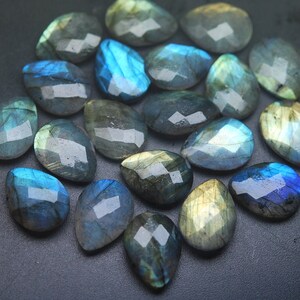 100 Beads,Super Finest Blue Flash Front Drill  Labradorite Faceted Pear Shape Briolettes Size 12mm aprx