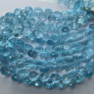 Sky Topaz Faceted Onion Beads: Natural Gemstone Strand (7mm)