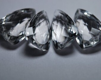 2 Matched Pair,Natural Rock Crystal Faceted Pyramid Shape Briolettes,Size 20mm