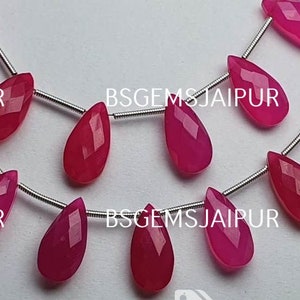 5 Match Pair- Pink Chalcedony Faceted  Pear Shape Briolettes Calibrated Size-15x7mm