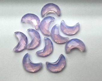 Par de cuarzos lavanda facetados de la mejor calidad, forma de luna, tamaño 8 x 18 mm