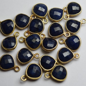 925 Sterling Silver,Natural Dyed Blue  Ruby Faceted Heart Shape Pendant,10 Piece Of 12mm App.