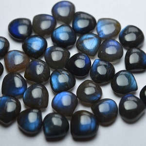 10 Pcs,Superb-Finest Quality,Gold Flashy Labradorite Smooth Heart Shape Briolettes,8.5-9mm size