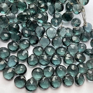 8 inch Strand ,Super Quality,Moss Aquamarine Quartz Faceted Heart Shape Briolettes Shape,Size 11 mm