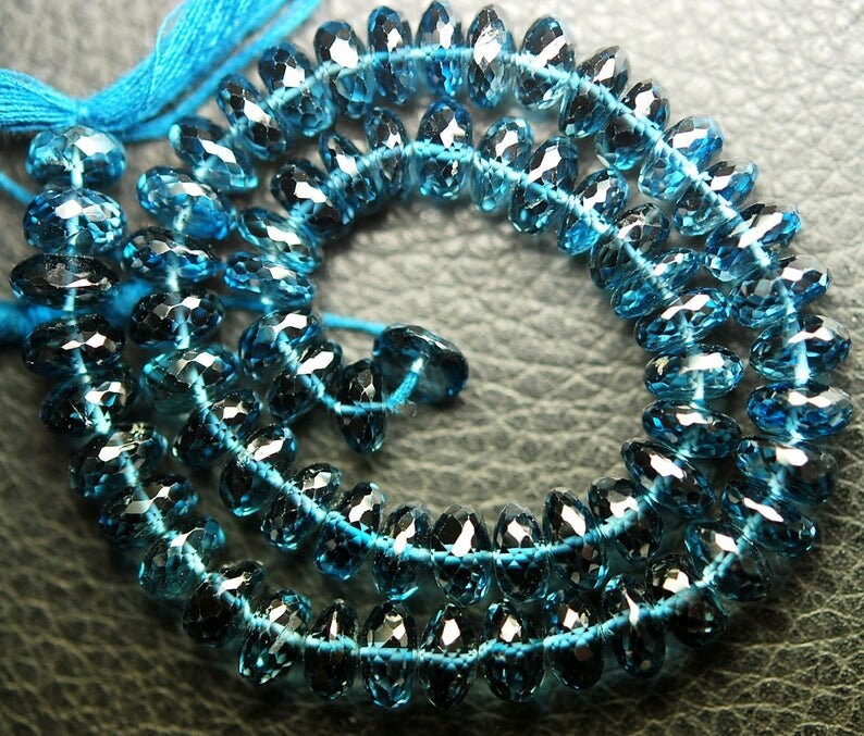 Perles London Blue Topaz | 7-10mm | 15 Pouces | Lisse | Pour Création Bijoux