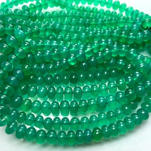 16 Inches Strands,Super Quality Natural Green Onyx Smooth Rondelles Shape Beads Size-5-6 mm