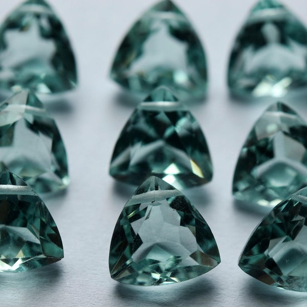 5 Match Pair,Superb-Finest Quality Green Amethyst Quartz Faceted Trillion Shape,10mm Approx