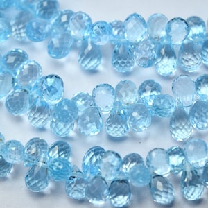 8 cali 134 koszyki pasmo, 100% naturalne AAA+ wysokiej jakości niebieskie niebo topaz fasetowane krople kształt rozmiar-7,5-8 mm