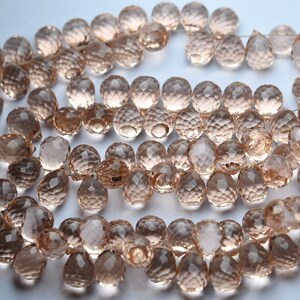 7 Inch Strand,Super Quality,Morganite  Quartz  Faceted Drops Shaped  Briolettes,7x10mm