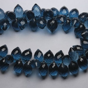 New Arrival,10 Pcs,Superb-Finest Quality,London Blue  Quartz Faceted Dew Drops Shape Briolettes,11-12mm size,