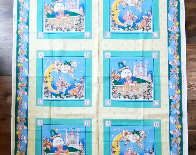 VIP Nursery Rhyme Quilt Block Fabric Panel of Humpty Dumpty and the Cat and the Fiddle Etsy
