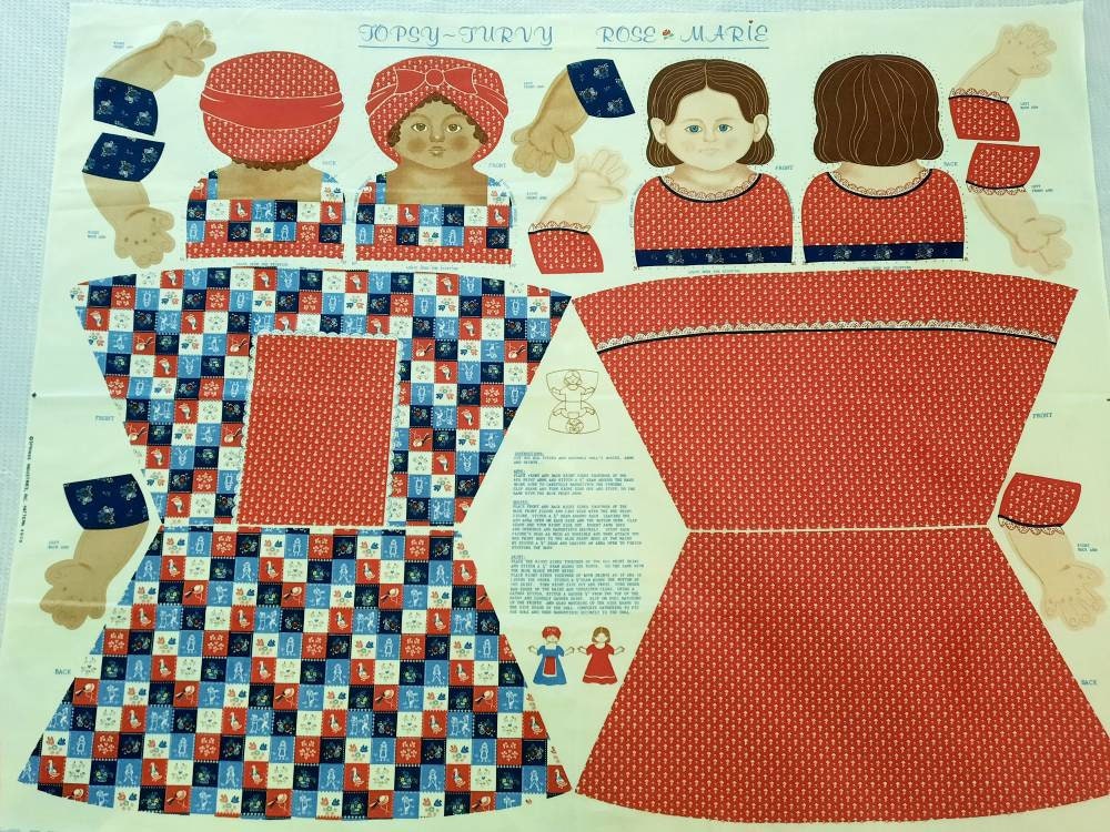 Ready to Cut and Sew Vintage Doll Fabric Panel Named Topsy Etsy