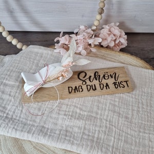 Gastgeschenk Tischdeko zur Kommunion Konfirmation Taufe | Platzkarte aus Xyrarock Keraflott Raysin BTong Holz mit Lasergravur
