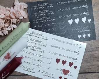 Kerzenfolie Liebe Hochzeit Valentinstag in schwarz oder weiß | Wasserschiebefolie für Kerzen | Kerzentattoo Din A6 | DIY Kerzensticker
