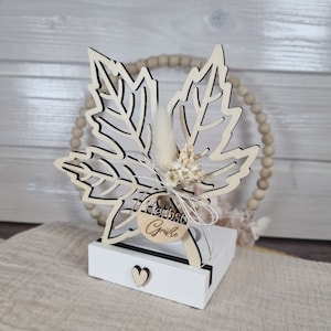 Teelichthalter Ahornblatt mit Trockenblumen und Herbstgrüßen | Herbstliches Deko-Set | Dekoration Herbst Erntedank Halloween