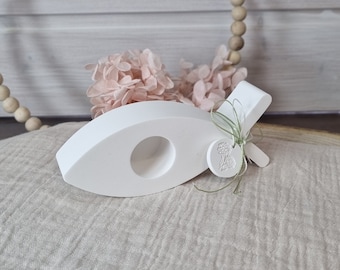 Kerzenhalter Fisch zur Kommunion Konfirmation Taufe | Kerzenständer für Stabkerzen | Geschenk Tischdeko aus Xyrarock Keraflott Raysin BTong