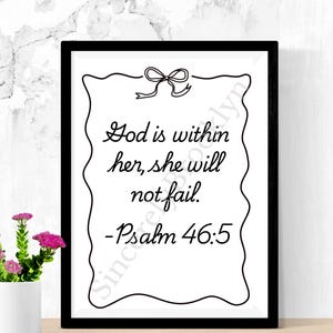 God Is Within Her, She Will Not Fail Digital Print | Psalm 46:5 | Christian Wall Art | Bible Verse Print | Home Decor