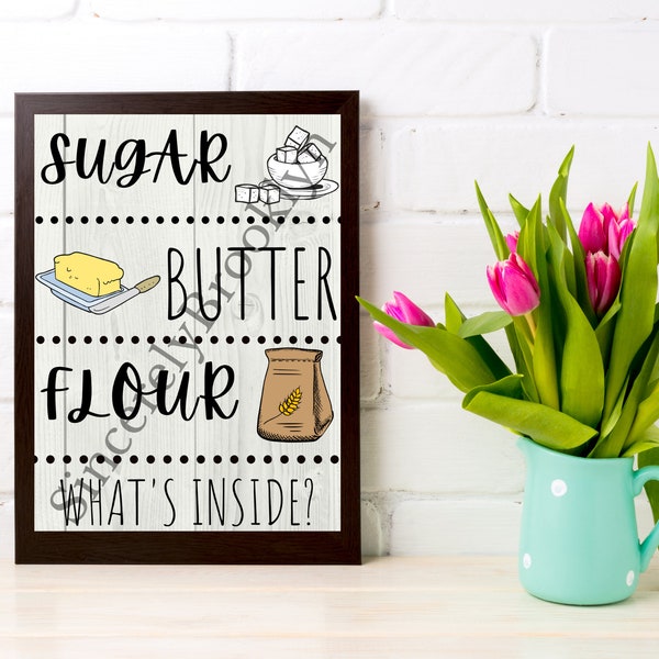 Waitress Quote "Sugar, butter, flour. What's inside?" Digital Print | Kitchen decoration | Gift for Waitress\ musical theater lovers