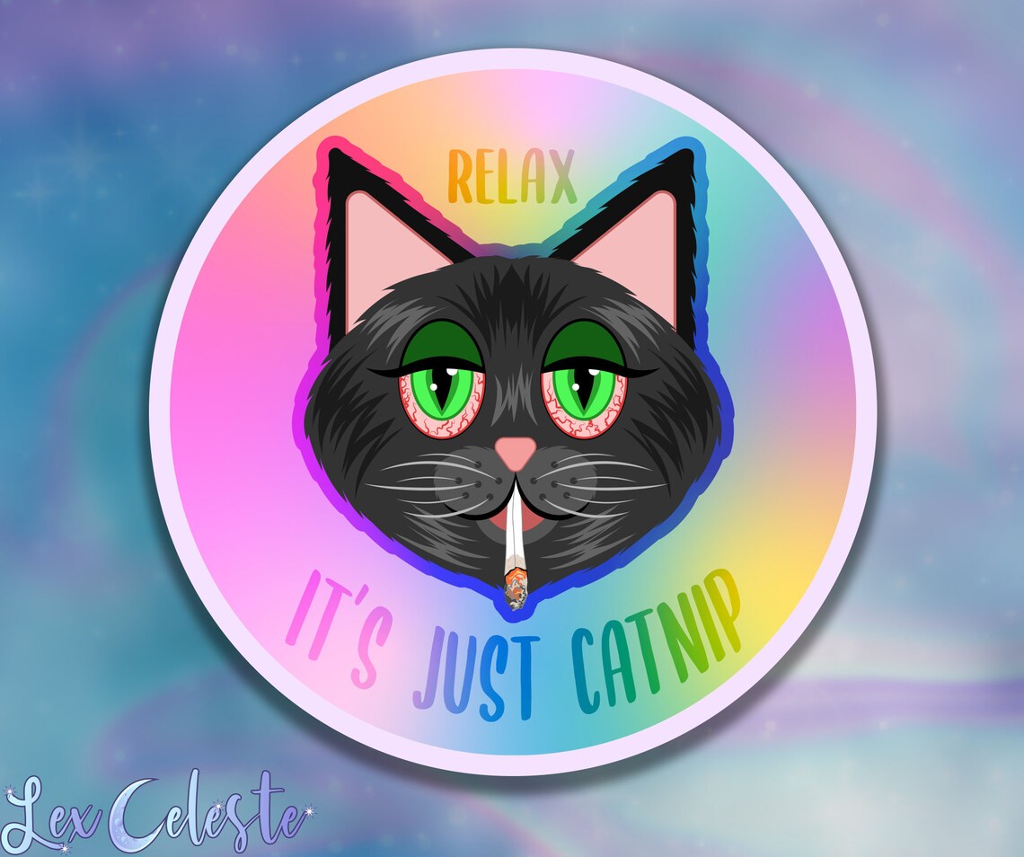 funny catnip stoner waterproof vinyl sticker stickers for