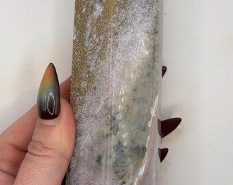 Pastel Ocean Jasper Orbs Crystal Tower | Orbicular Jasper Tower Point Polished | Healing Meditation Decor | Collector Crystal Gift