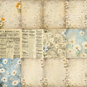 He Loves Me: Daisy themed Printable Crafting Set for Junk Journals, Scrapbooks, Stationery, with coordinating ephemera. image 2