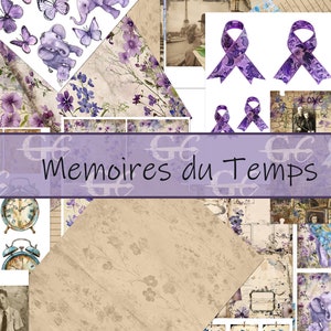 Memoires du Temps: Memórias do tempo, florais vintage, fotos, elefantes roxos e miosótis, etiquetas, diários indesejados, scrapbooking