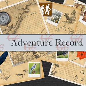 Adventure Record: Printable Crafting Set for Junk Journals, Scrapbooks, Stationary