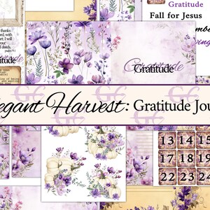 Elegant Harvest: Gratitude Journal Set , White Pumpkin Printable Crafting Set for Junk Journals, Scrapbooks, Stationery, thanksgiving,